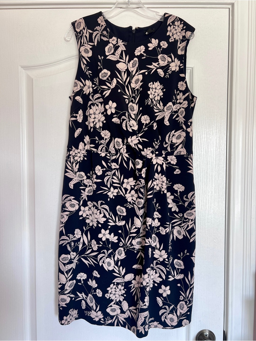 Ann Taylor Black Dress with Beige Floral Print